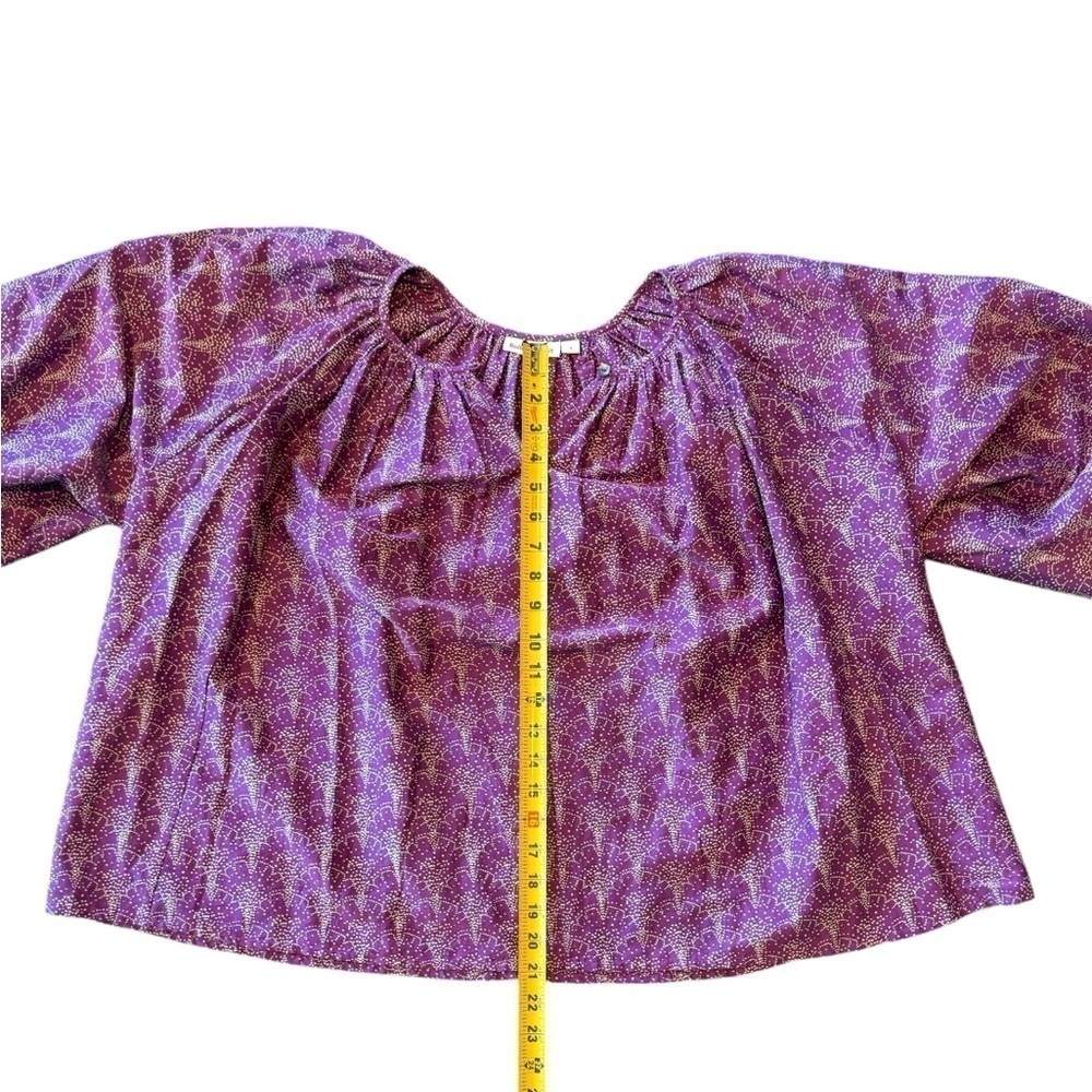 Roller Rabbit Silk Blend Blouse Purple Peasant Womens Small - Picture 5 of 9